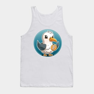 Whimsical Albatross Holding a Crypto Coin Tank Top